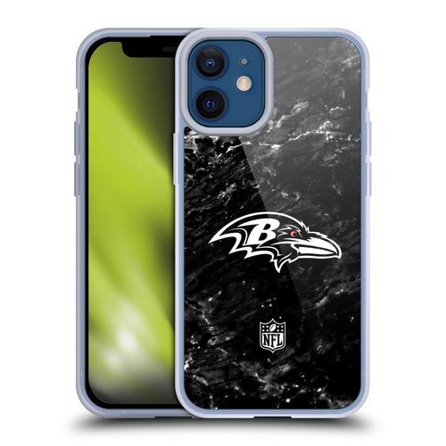 NFL Baltimore Ravens Artwork Marble Soft Gel Case for Apple iPhone 12 Mini