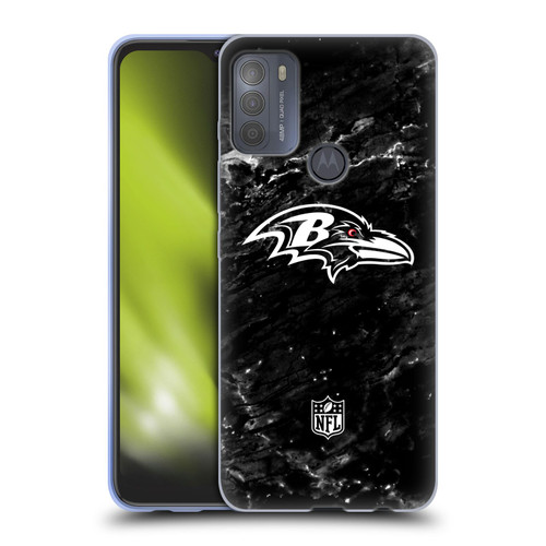 NFL Baltimore Ravens Artwork Marble Soft Gel Case for Motorola Moto G50