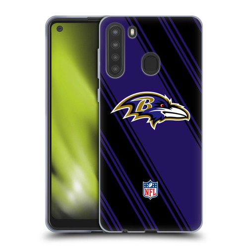 NFL Baltimore Ravens Artwork Stripes Soft Gel Case for Samsung Galaxy A21 (2020)