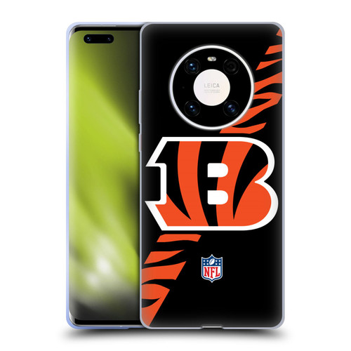NFL Cincinnati Bengals Logo Stripes Soft Gel Case for Huawei Mate 40 Pro 5G