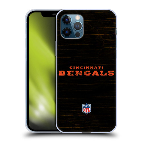 NFL Cincinnati Bengals Logo Distressed Look Soft Gel Case for Apple iPhone 12 / iPhone 12 Pro