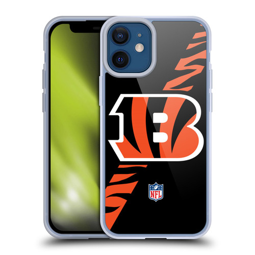 NFL Cincinnati Bengals Logo Stripes Soft Gel Case for Apple iPhone 12 Mini