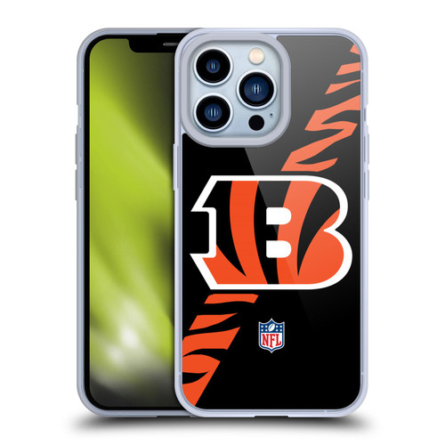 NFL Cincinnati Bengals Logo Stripes Soft Gel Case for Apple iPhone 13 Pro