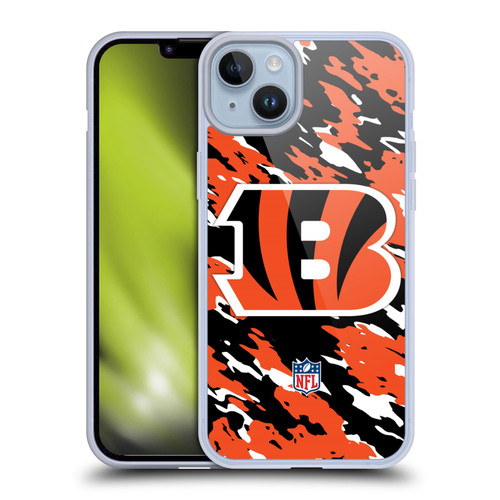 NFL Cincinnati Bengals Logo Camou Soft Gel Case for Apple iPhone 14 Plus NFL Cincinnati Bengals Logo Camou Soft Gel Case for Apple iPhone 14 Plus