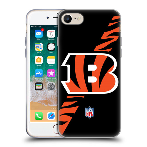 NFL Cincinnati Bengals Logo Stripes Soft Gel Case for Apple iPhone 7 / 8 / SE 2020 & 2022