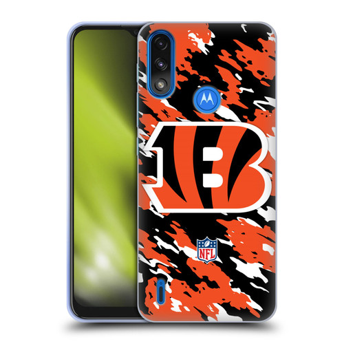 NFL Cincinnati Bengals Logo Camou Soft Gel Case for Motorola Moto E7 Power / Moto E7i Power