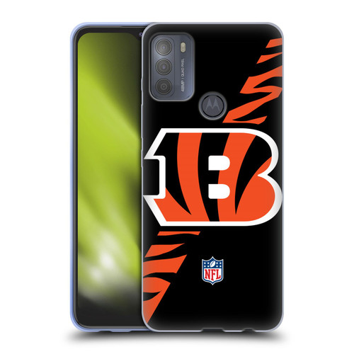 NFL Cincinnati Bengals Logo Stripes Soft Gel Case for Motorola Moto G50