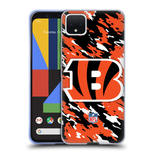 NFL Cincinnati Bengals Logo Camou Soft Gel Case for Google Pixel 4 XL