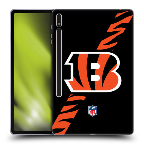 NFL Cincinnati Bengals Logo Stripes Soft Gel Case for Samsung Galaxy Tab S8 Plus