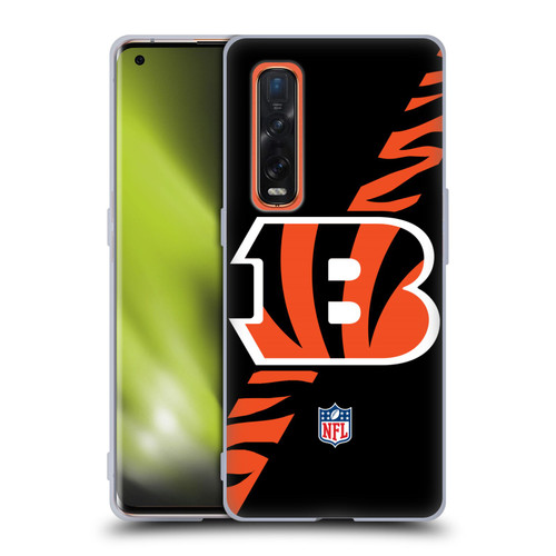 NFL Cincinnati Bengals Logo Stripes Soft Gel Case for OPPO Find X2 Pro 5G