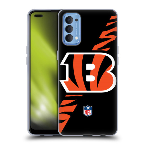 NFL Cincinnati Bengals Logo Stripes Soft Gel Case for OPPO Reno 4 5G