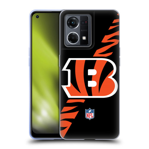 NFL Cincinnati Bengals Logo Stripes Soft Gel Case for OPPO Reno8 4G