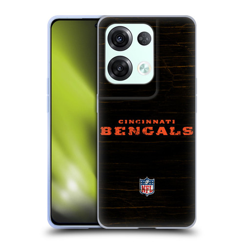 NFL Cincinnati Bengals Logo Distressed Look Soft Gel Case for OPPO Reno8 Pro