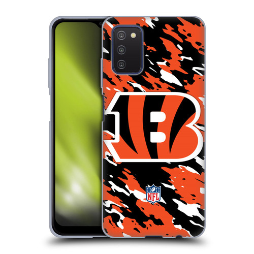 NFL Cincinnati Bengals Logo Camou Soft Gel Case for Samsung Galaxy A03s (2021)