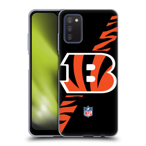 NFL Cincinnati Bengals Logo Stripes Soft Gel Case for Samsung Galaxy A03s (2021)