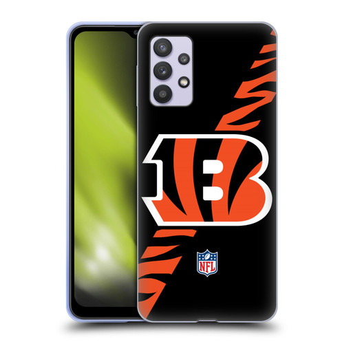 NFL Cincinnati Bengals Logo Stripes Soft Gel Case for Samsung Galaxy A32 5G / M32 5G (2021)