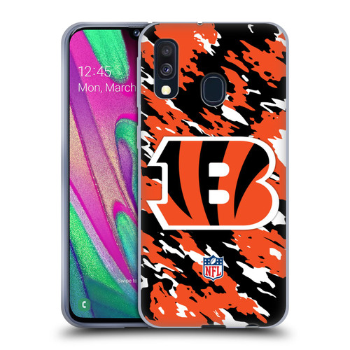 NFL Cincinnati Bengals Logo Camou Soft Gel Case for Samsung Galaxy A40 (2019)