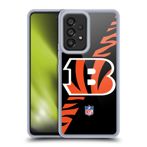 NFL Cincinnati Bengals Logo Stripes Soft Gel Case for Samsung Galaxy A53 5G (2022) NFL Cincinnati Bengals Logo Stripes Soft Gel Case for Samsung Galaxy A53 5G (2022)