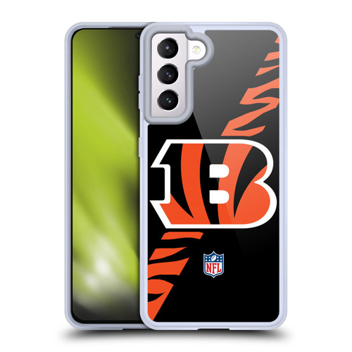 NFL Cincinnati Bengals Logo Stripes Soft Gel Case for Samsung Galaxy S21 5G