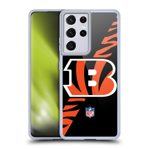 NFL Cincinnati Bengals Logo Stripes Soft Gel Case for Samsung Galaxy S21 Ultra 5G