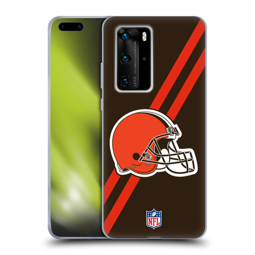 NFL Cleveland Browns Logo Stripes Soft Gel Case for Huawei P40 Pro / P40 Pro Plus 5G
