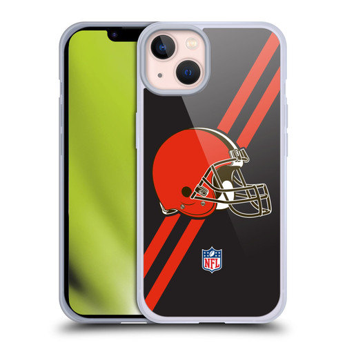 NFL Cleveland Browns Logo Stripes Soft Gel Case for Apple iPhone 13
