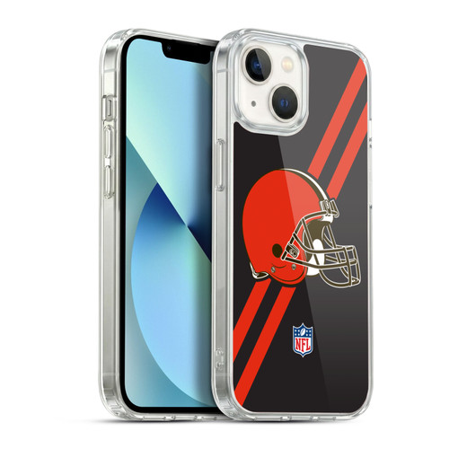 NFL Cleveland Browns Logo Stripes Soft Gel Case for Apple iPhone 13