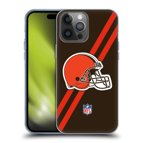 NFL Cleveland Browns Logo Stripes Soft Gel Case for Apple iPhone 14 Pro Max