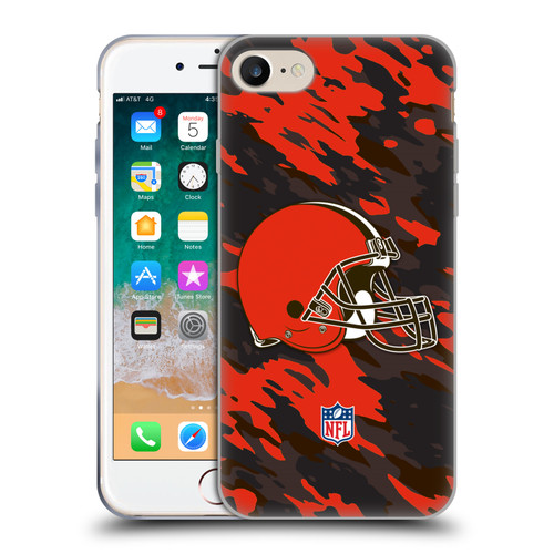 NFL Cleveland Browns Logo Camou Soft Gel Case for Apple iPhone 7 / 8 / SE 2020 & 2022