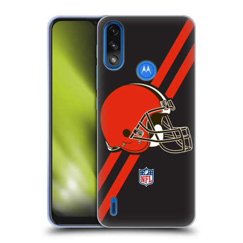 NFL Cleveland Browns Logo Stripes Soft Gel Case for Motorola Moto E7 Power / Moto E7i Power
