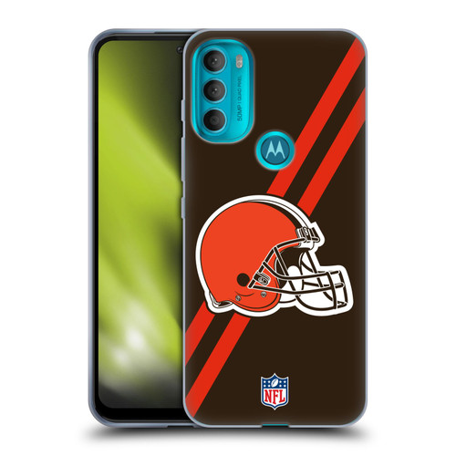 NFL Cleveland Browns Logo Stripes Soft Gel Case for Motorola Moto G71 5G