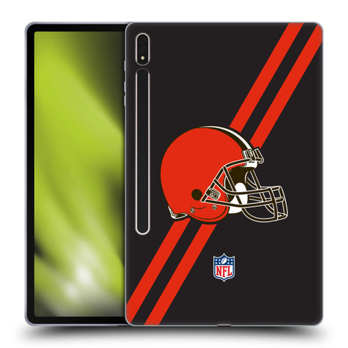 NFL Cleveland Browns Logo Stripes Soft Gel Case for Samsung Galaxy Tab S8 Plus