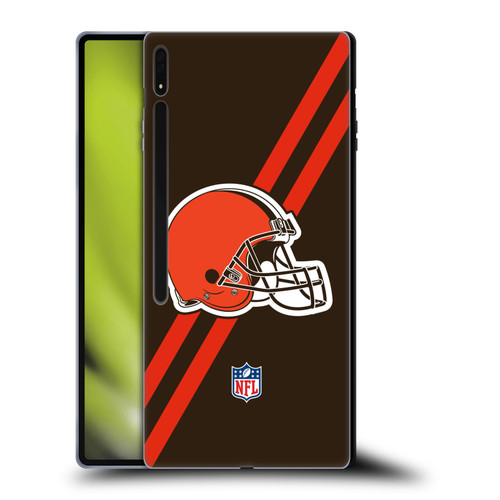 NFL Cleveland Browns Logo Stripes Soft Gel Case for Samsung Galaxy Tab S8 Ultra