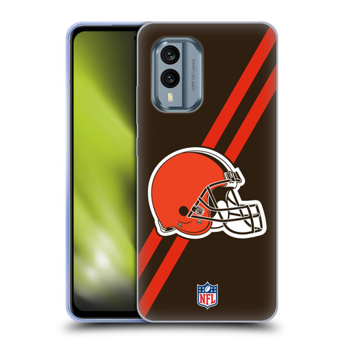 NFL Cleveland Browns Logo Stripes Soft Gel Case for Nokia X30