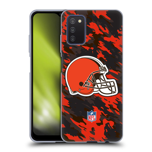 NFL Cleveland Browns Logo Camou Soft Gel Case for Samsung Galaxy A03s (2021)