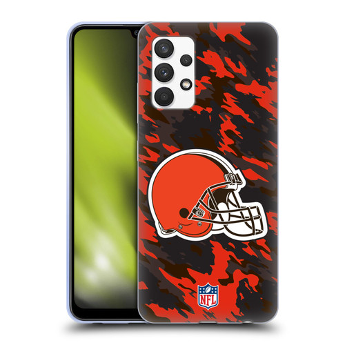 NFL Cleveland Browns Logo Camou Soft Gel Case for Samsung Galaxy A32 (2021)