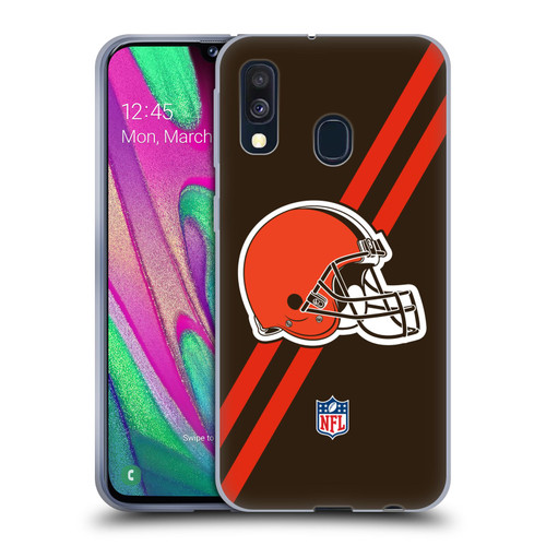 NFL Cleveland Browns Logo Stripes Soft Gel Case for Samsung Galaxy A40 (2019)