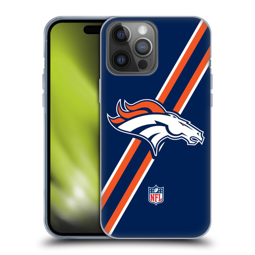 NFL Denver Broncos Logo Stripes Soft Gel Case for Apple iPhone 14 Pro Max