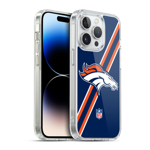 NFL Denver Broncos Logo Stripes Soft Gel Case for Apple iPhone 14 Pro