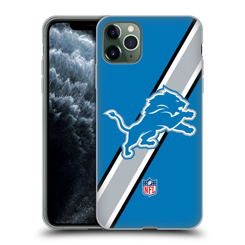 NFL Detroit Lions Logo Stripes Soft Gel Case for Apple iPhone 11 Pro Max
