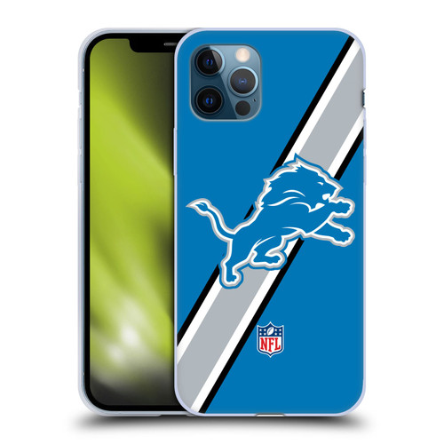 NFL Detroit Lions Logo Stripes Soft Gel Case for Apple iPhone 12 / iPhone 12 Pro