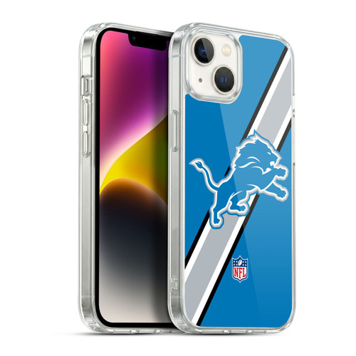 NFL Detroit Lions Logo Stripes Soft Gel Case for Apple iPhone 14 Plus & MagSafe