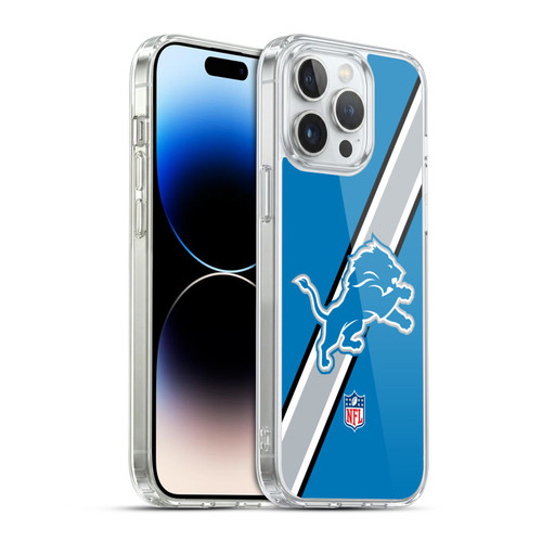 NFL Detroit Lions Logo Stripes Soft Gel Case for Apple iPhone 14 Pro Max & MagSafe