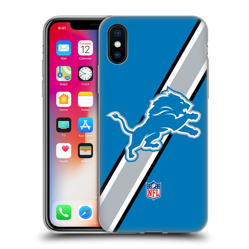 NFL Detroit Lions Logo Stripes Soft Gel Case for Apple iPhone X / iPhone XS
