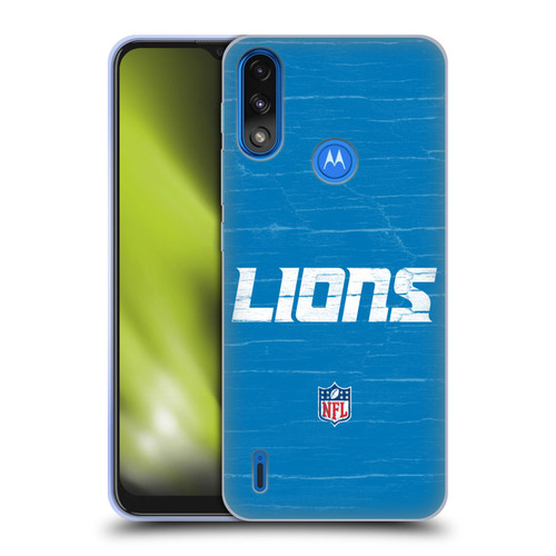 NFL Detroit Lions Logo Distressed Look Soft Gel Case for Motorola Moto E7 Power / Moto E7i Power
