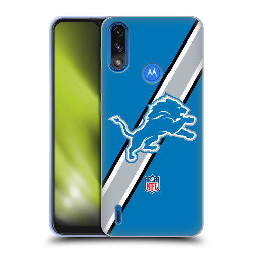 NFL Detroit Lions Logo Stripes Soft Gel Case for Motorola Moto E7 Power / Moto E7i Power
