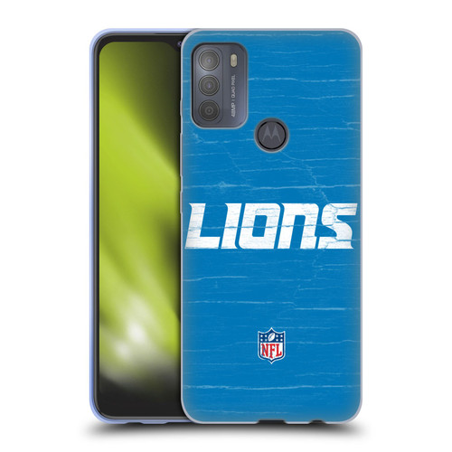 NFL Detroit Lions Logo Distressed Look Soft Gel Case for Motorola Moto G50
