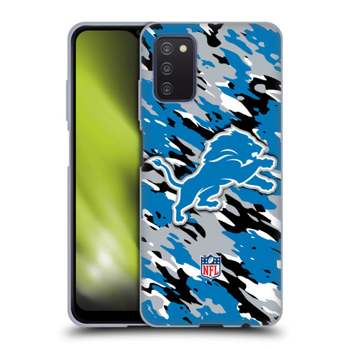 NFL Detroit Lions Logo Camou Soft Gel Case for Samsung Galaxy A03s (2021)