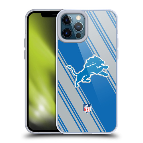 NFL Detroit Lions Artwork Stripes Soft Gel Case for Apple iPhone 12 Pro Max