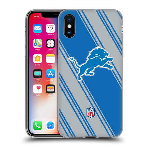 NFL Detroit Lions Artwork Stripes Soft Gel Case for Apple iPhone X / iPhone XS